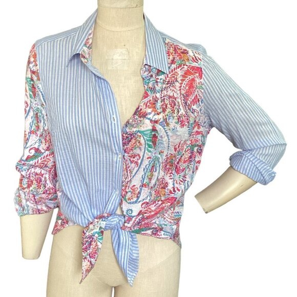 Westbound Shirt Striped Paisley Button-Down Petites Sz PL #168F - Picture 3 of 11